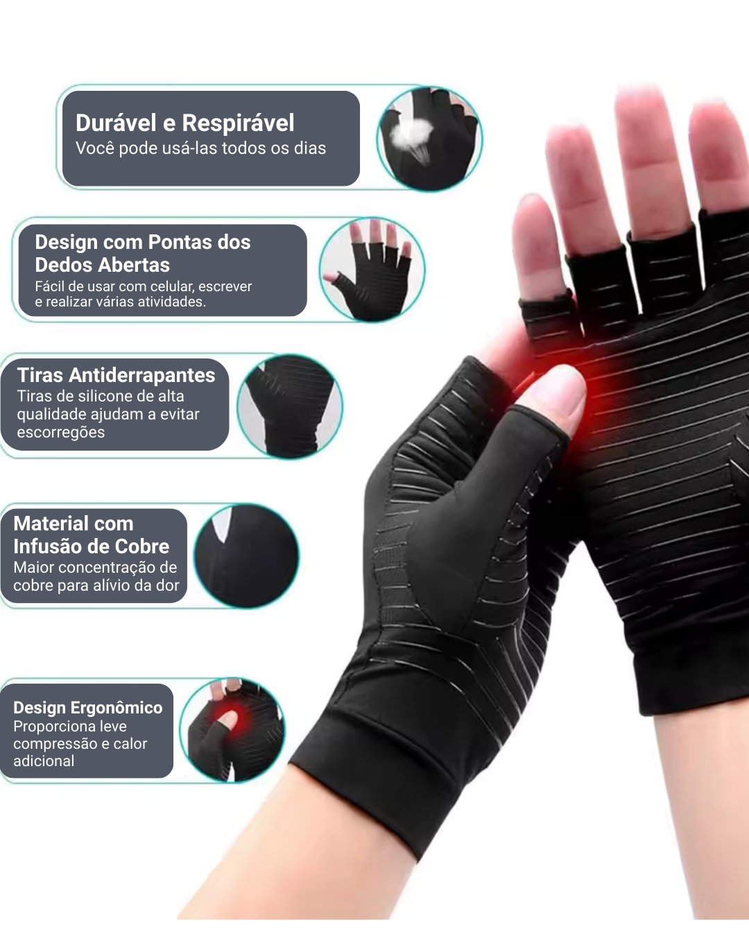 Luvas PROTECT HAND - Alívio Imediato para Artrite e Dores nas Mãos