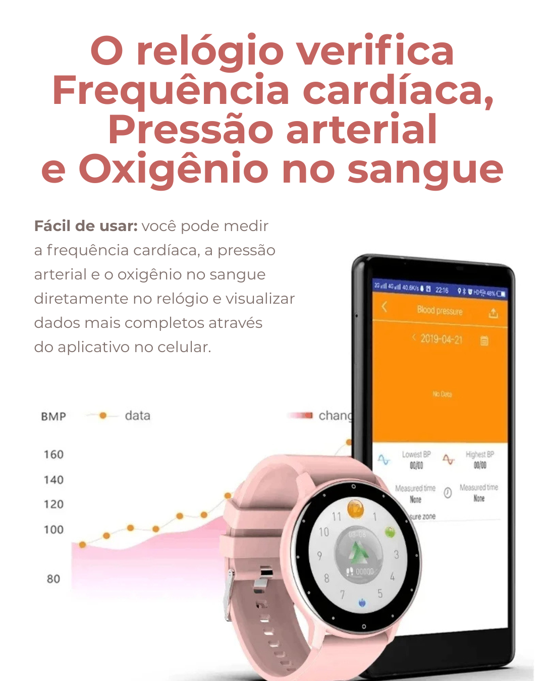 Smart Women Watch. Relógio Inteligente com e Monitoramento Fitness